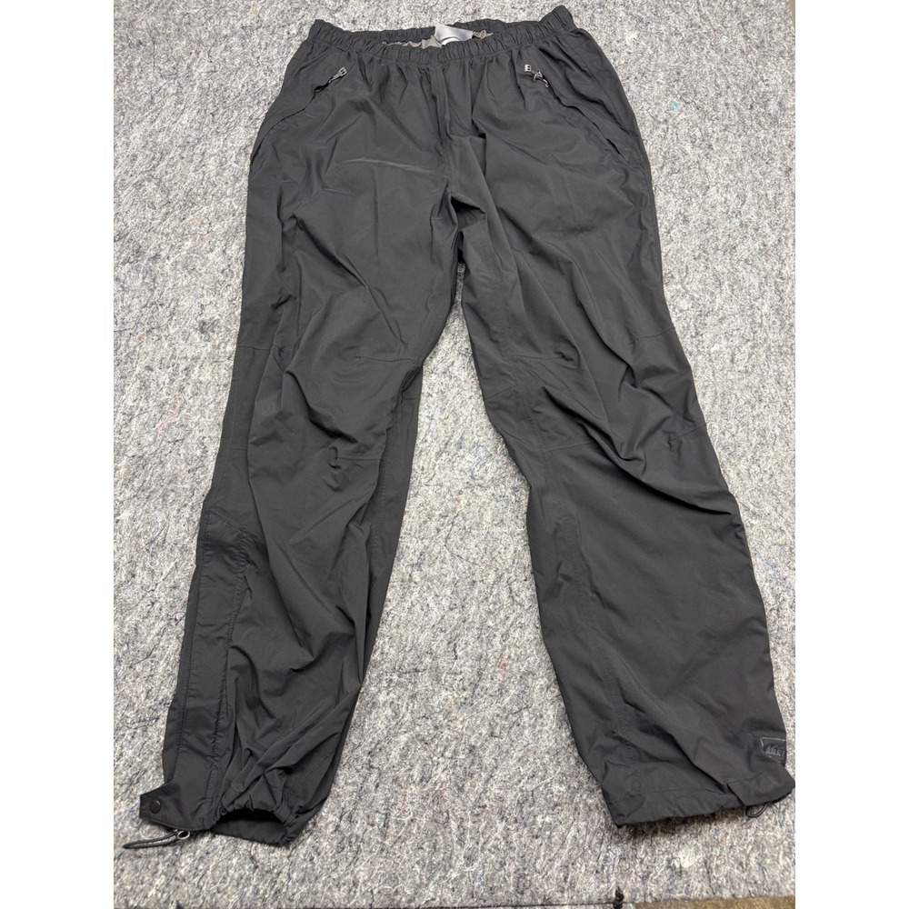 REI Elements Mens XL-32L‎ Black Rain Pants Hiking Outdoor Nylon Waterproof